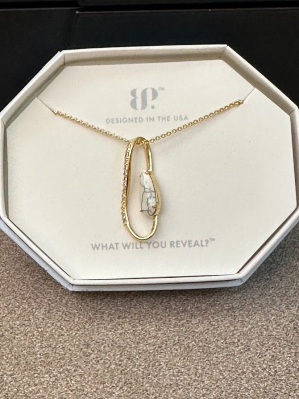 Bomb Party OG Necklace NK71672 Dripping In No Regrets Howlite Magnesite Gold